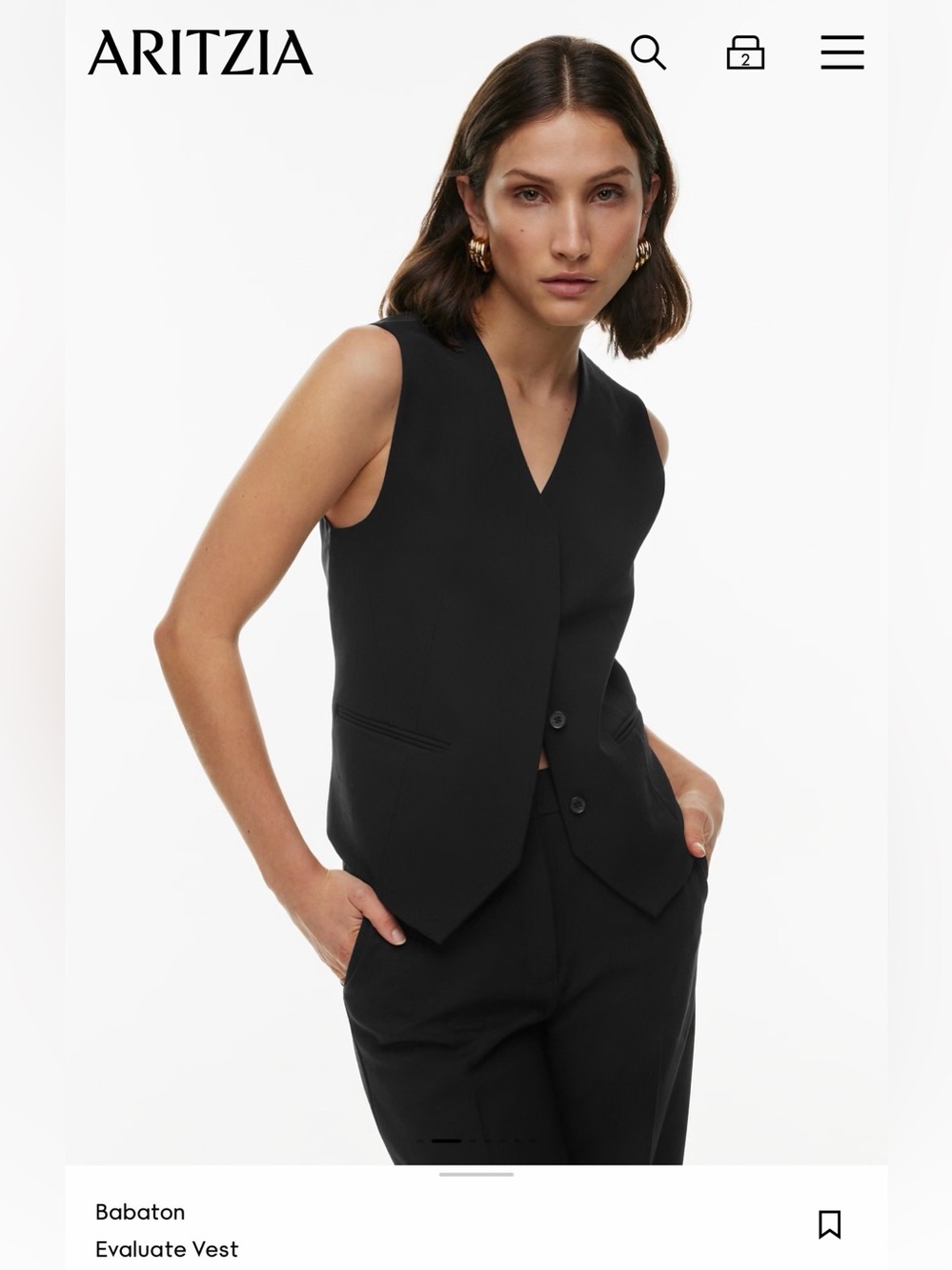 Babaton Evaluate Black Tailored Vest Sz 8